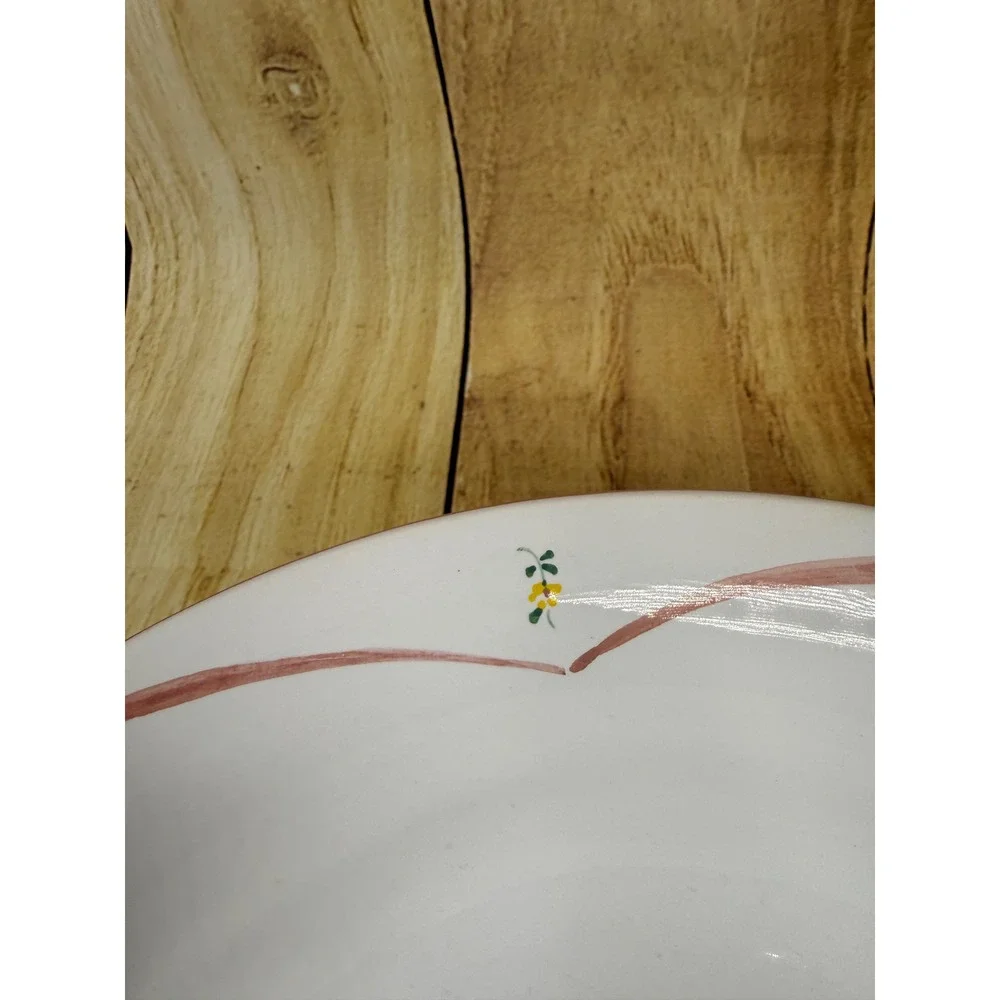 Bloomingdales Italy Ceramic Pasta Bowl White Pink Scalloped Floral 12.25 inch